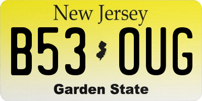 NJ license plate B53OUG