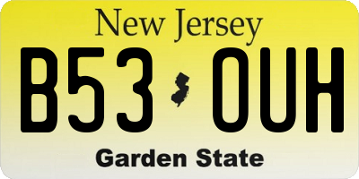 NJ license plate B53OUH