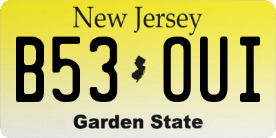 NJ license plate B53OUI