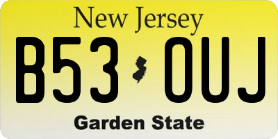 NJ license plate B53OUJ