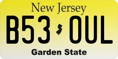 NJ license plate B53OUL
