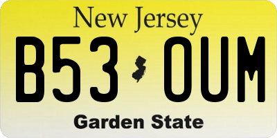 NJ license plate B53OUM