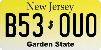 NJ license plate B53OUO