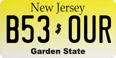 NJ license plate B53OUR