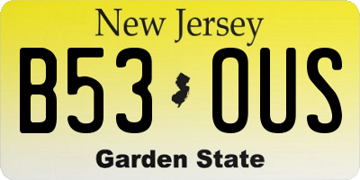 NJ license plate B53OUS