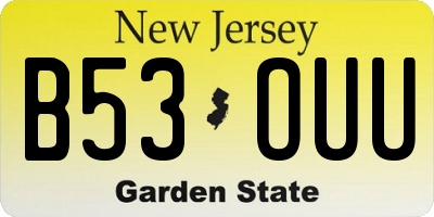 NJ license plate B53OUU
