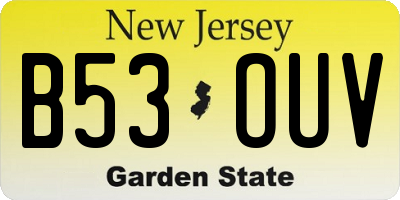 NJ license plate B53OUV