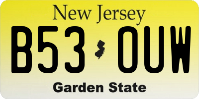 NJ license plate B53OUW