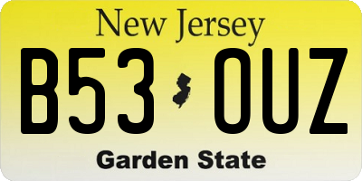 NJ license plate B53OUZ