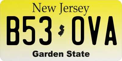 NJ license plate B53OVA