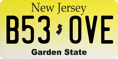 NJ license plate B53OVE