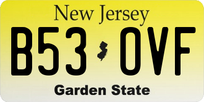 NJ license plate B53OVF