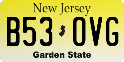 NJ license plate B53OVG