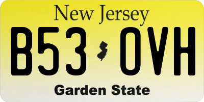 NJ license plate B53OVH