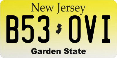 NJ license plate B53OVI