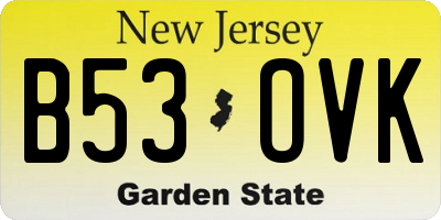 NJ license plate B53OVK