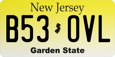 NJ license plate B53OVL