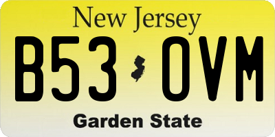 NJ license plate B53OVM