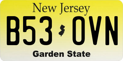 NJ license plate B53OVN