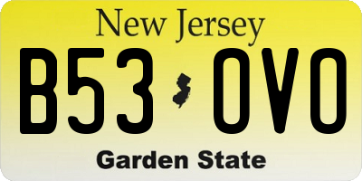 NJ license plate B53OVO
