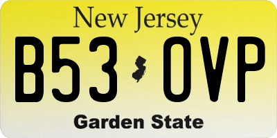 NJ license plate B53OVP