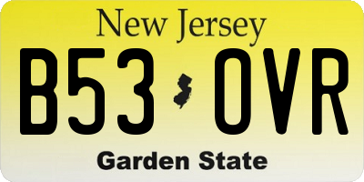 NJ license plate B53OVR