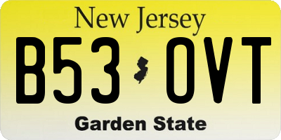 NJ license plate B53OVT
