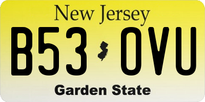 NJ license plate B53OVU