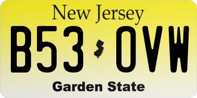 NJ license plate B53OVW