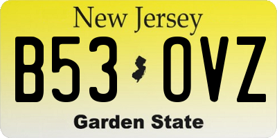 NJ license plate B53OVZ