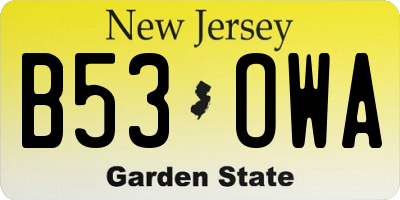 NJ license plate B53OWA