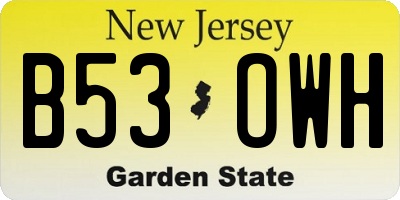 NJ license plate B53OWH