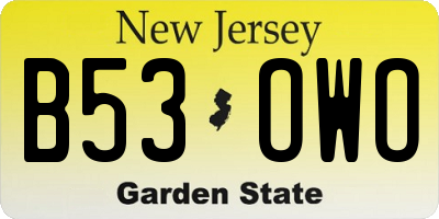 NJ license plate B53OWO