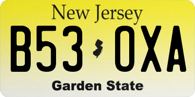 NJ license plate B53OXA