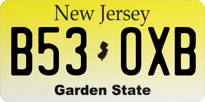 NJ license plate B53OXB