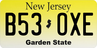 NJ license plate B53OXE