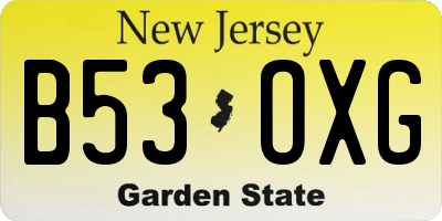 NJ license plate B53OXG