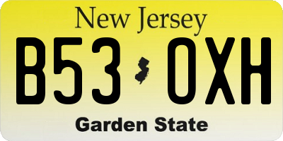 NJ license plate B53OXH