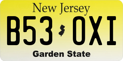 NJ license plate B53OXI