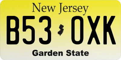 NJ license plate B53OXK