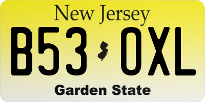 NJ license plate B53OXL