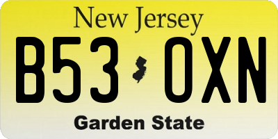 NJ license plate B53OXN