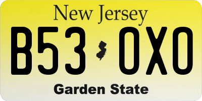 NJ license plate B53OXO
