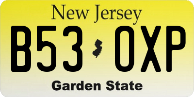 NJ license plate B53OXP