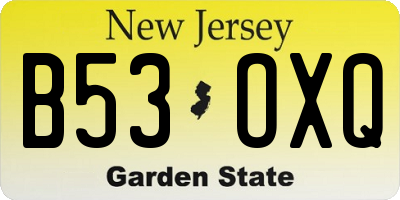 NJ license plate B53OXQ