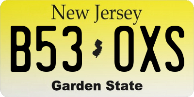 NJ license plate B53OXS
