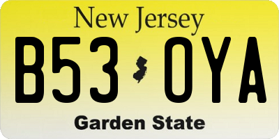 NJ license plate B53OYA