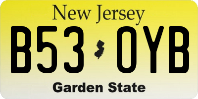 NJ license plate B53OYB