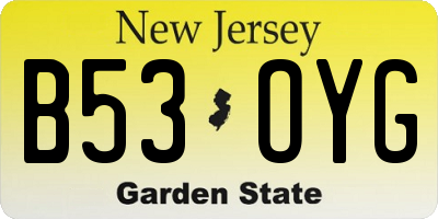 NJ license plate B53OYG