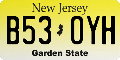 NJ license plate B53OYH